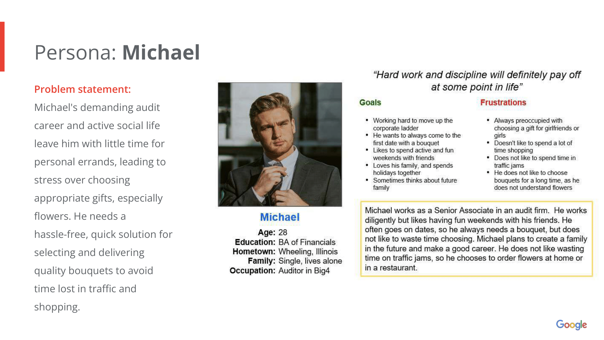User persona: Michael