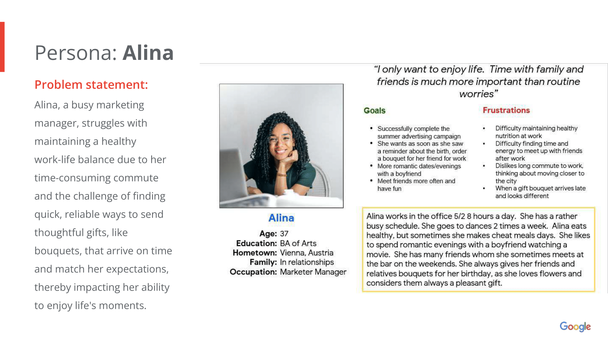 User persona: Alina