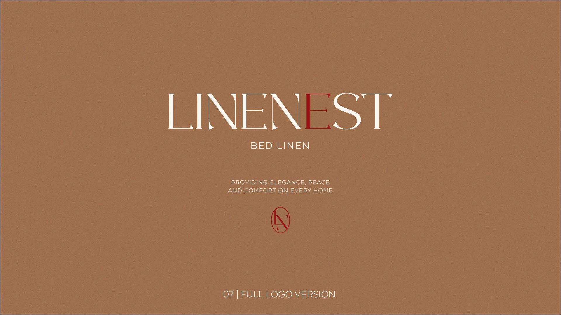Linenest logo on brown background