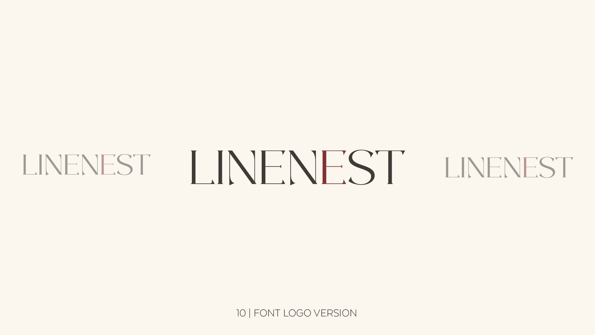 Linenest font logo variations on cream background