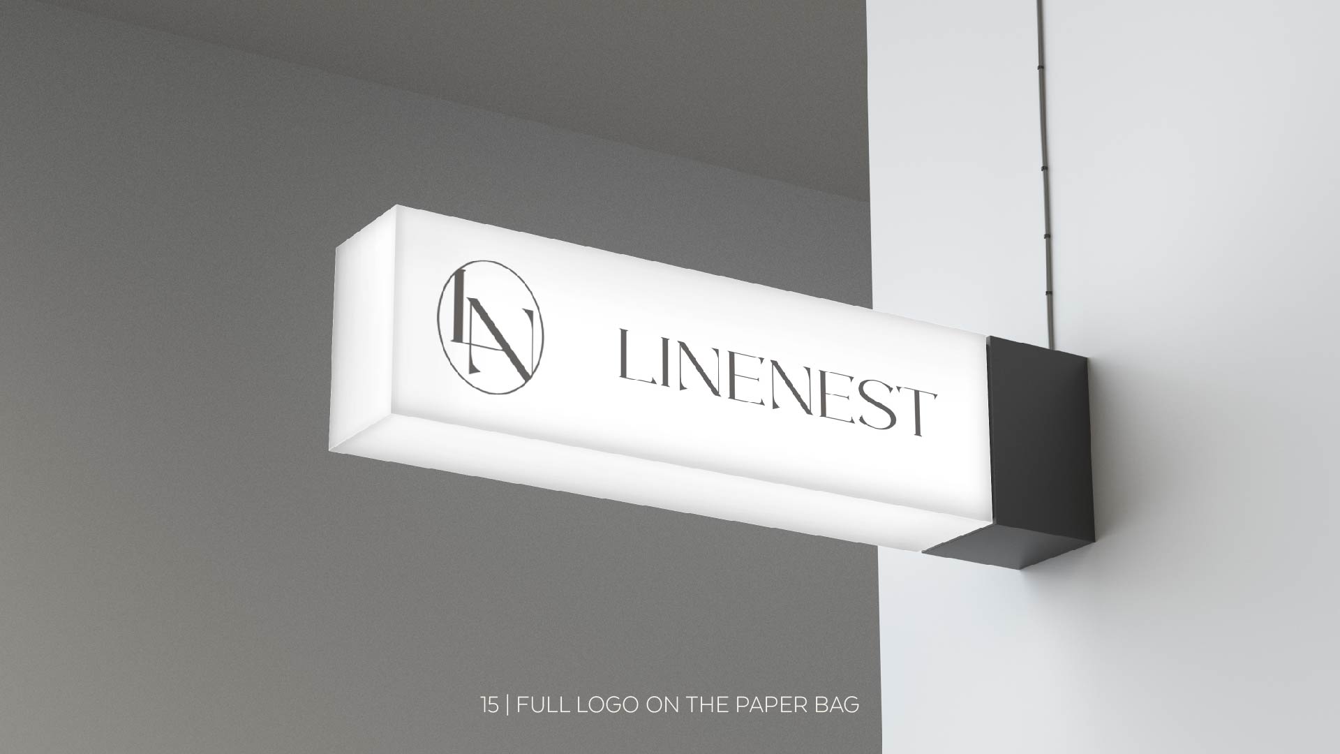 Linenest illuminated store sign with logo and monogram