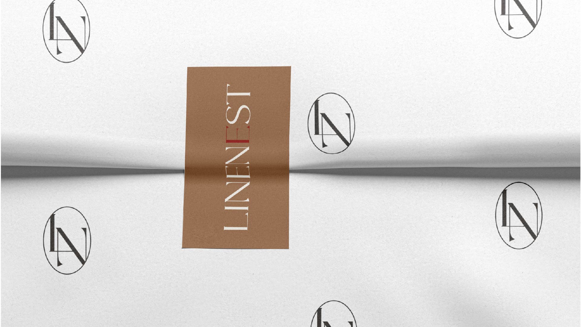 Linenest fabric pattern with monogram and logo card